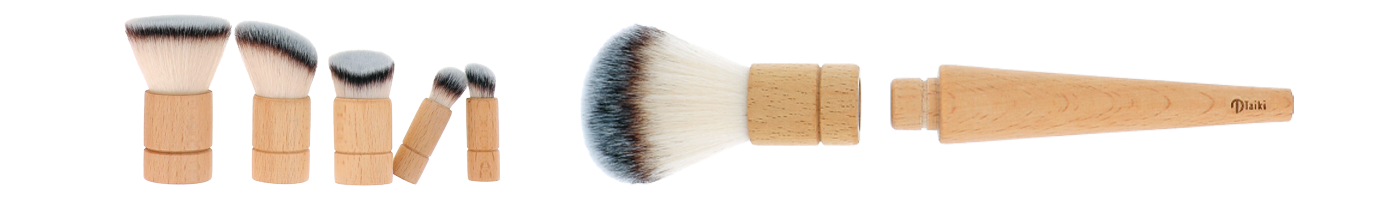 private label manufacturing of ecodesign makeup brush with interchangeable heads
